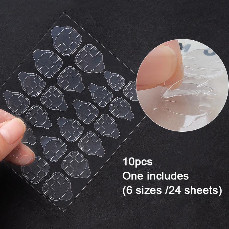 10 Sheets/240Pcs Double Sided False Nail Art Adhesive Tape Glue Sticker Diy