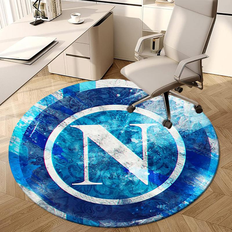1pc Napoli Football Club Logo Round carpet, Made of Polyester,Perfect for Decorating Office Chairs, Living Rooms,fplt171