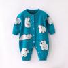 Autumn and Winter Double-layer Jumpsuit for Boys and Girls with Hidden Buttons and Open Crotch
