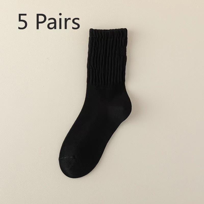 5 Pairs of Simple and Versatile Socks for Women, Antibacterial and Deodorizing Long Socks, Sports Sweat-absorbing White Cute Autumn Mid-length Socks