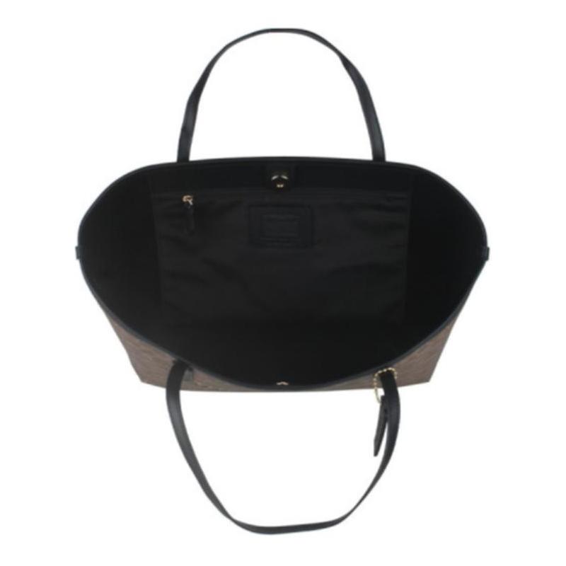 COACH 44 Fashionable magnetic buckle closure PVC Tote bag Tote bag shopping bag handbag large size for women Khaki color matching
