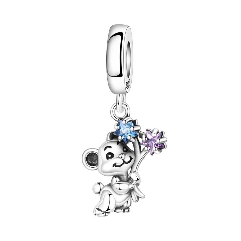 Orstarry 925 Silver Little Bear Pendant Beads Charm Bracelet Jewelry DIY Gifts for Party Animal Lovers