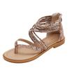 Fashion Flat Sandals Bohemian Folk Style 2024 New Retro Beach Resort Roman Large Sandals