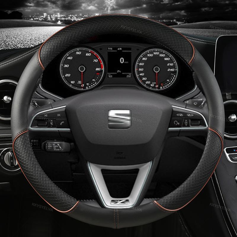 Чехол на руль автомобиля из микрофибры и кожи 38 см Нескользящий для Seat Tarraco Arona Ateca Ibiza Toledo Mii Leon Arosa Exeo ST FR sfylr11
