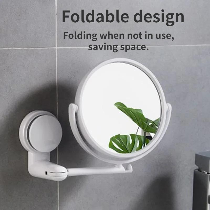 Складное вращающееся на 360° косметическое зеркало с увеличительным стеклом, без перфорации, настенное зеркало для ванной комнаты, зеркало для бритья, HD Cosmetic