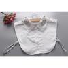 Women White Fake Collars Lace Mesh Floral Blouse Half Shirt Top Detachable Collar Femme Removable Beads False Collars Accessory