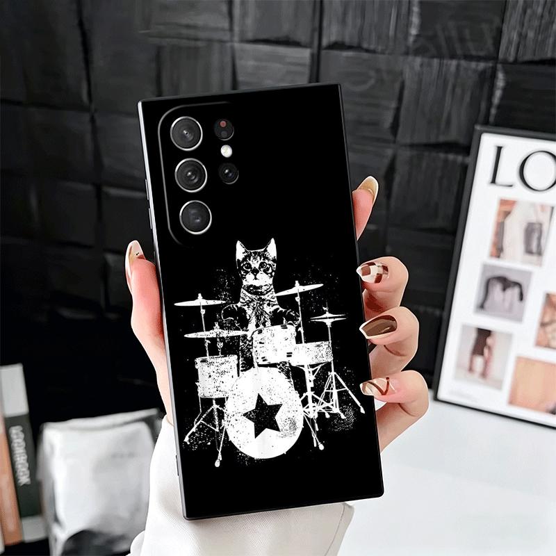 Drum Set Rock Music Soft Phone Case for Samsung Galaxy S26 S25 Edge S24 Ultra S23 Plus S22 S21 FE S20 Black Cover Back Shell