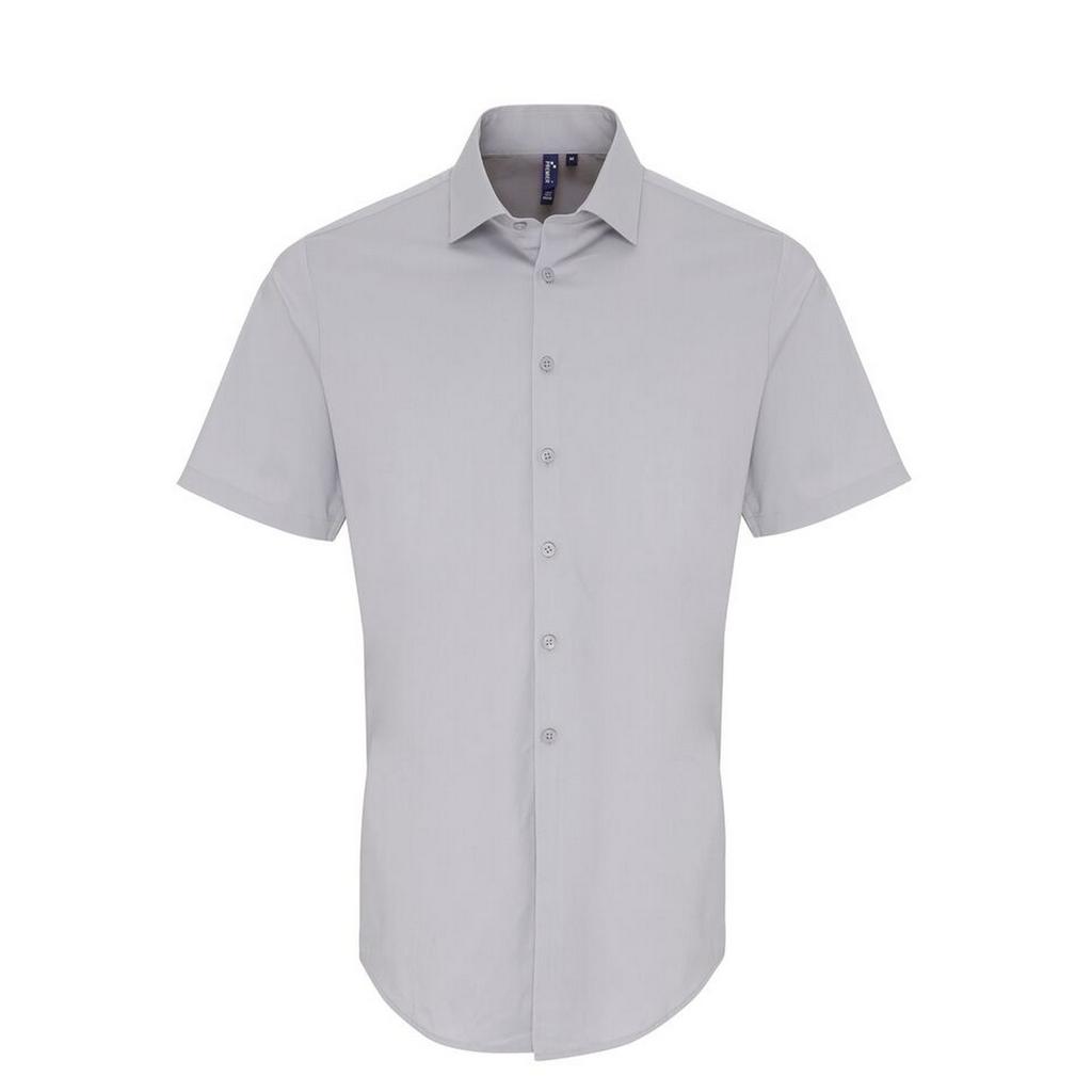 Premier Mens Stretch Fit Poplin Short Sleeve Shirt