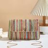 Color Striped Woven Hanging Bell Decoration Small Square Bag Women's New Chain Single Shoulder Crossbody Armpit