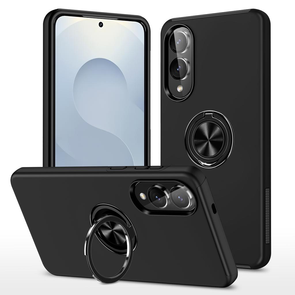 Для Samsung Galaxy S25 Edge Чехол PC+TPU Чехол для телефона с вращающимся держателем-кольцом