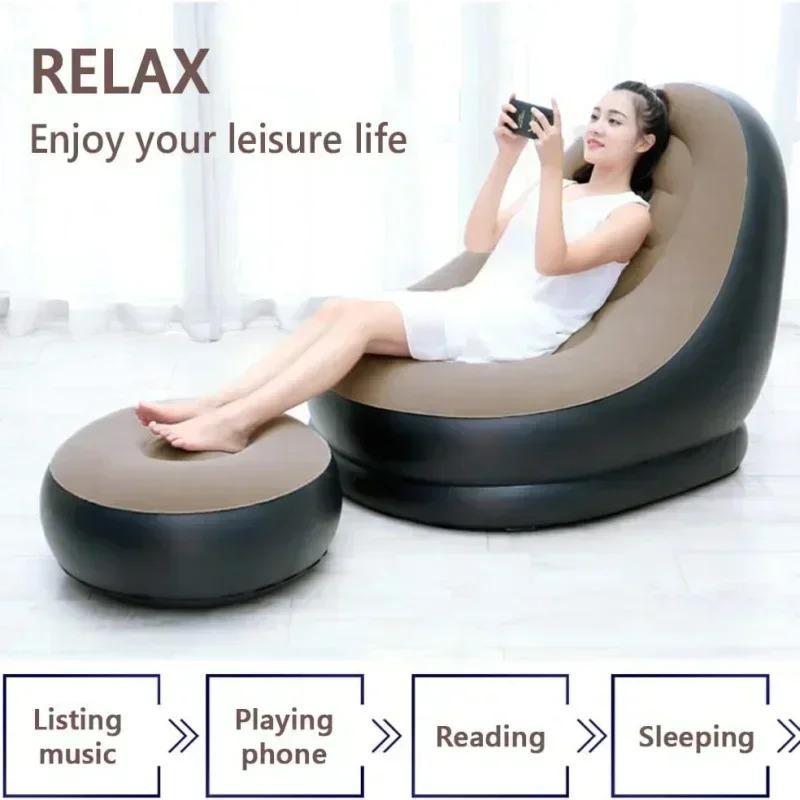Диваны-кровати Lazy Couch, надувной складной диван-кровать для улицы со стременами, удобный комбинированный диван-кресло из бархата с флокированным узором