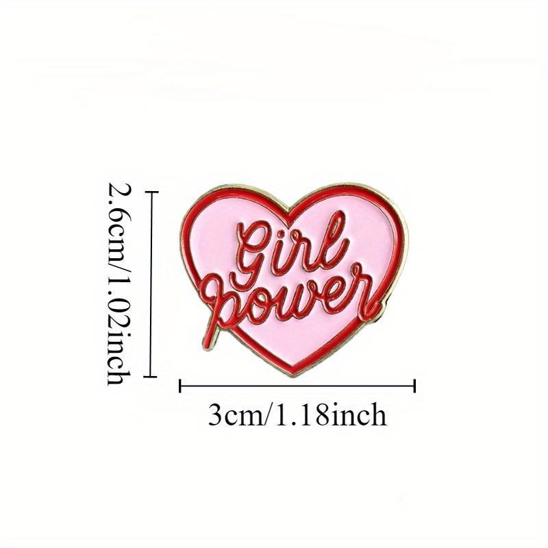 1 шт. Розовый эмалевый значок-сердце 'Girl Power' для девочек, Металлический значок с женской мотивацией, Модный аксессуар, Брошь в элегантном стиле