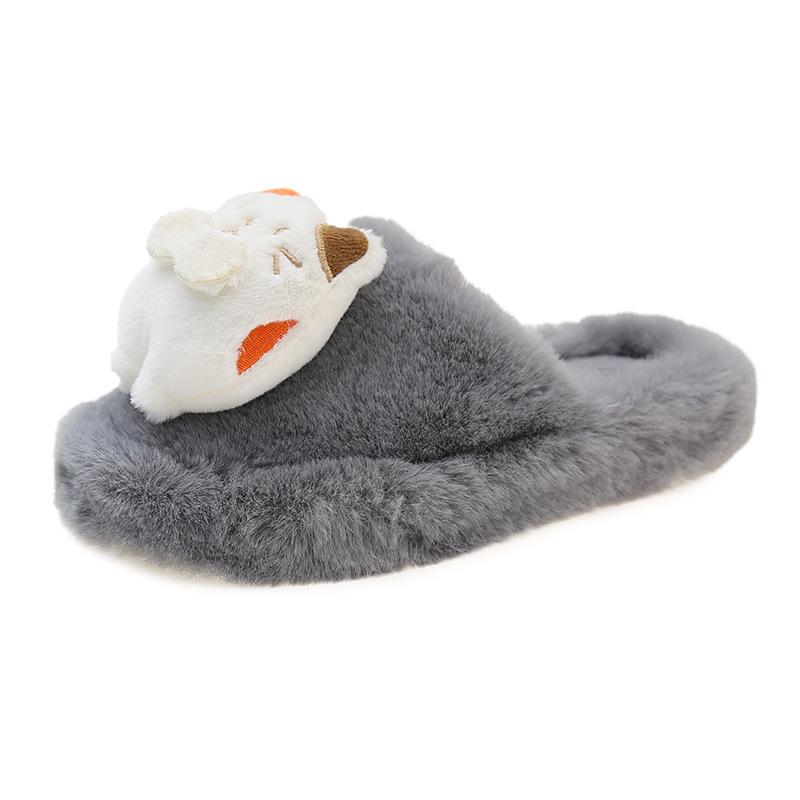 Новые мягкие плюшевые симпатичные тапочки на платформе Baotou, женские хлопковые теплые повседневные домашние тапочки 2024