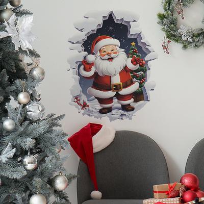 Рождественская атмосфера украшения сломанная стена Санта спальня гостиная крыльцо украшение дома настенные наклейки
