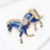 Luxury Enamel Rhinestone Horse Brooch Chinese Style Animal Lapel Pins Elegant Zodiac Pin  Festival