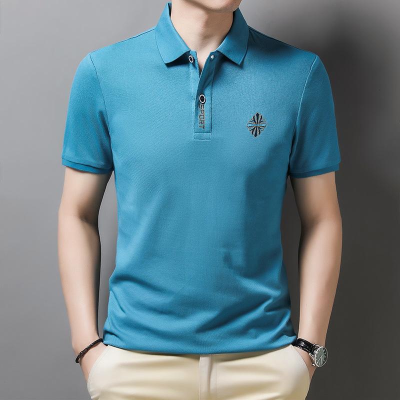 Мужская рубашка поло с короткими рукавами, свободная повседневная футболка с отворотами и короткими рукавами, тонкая и дышащая.