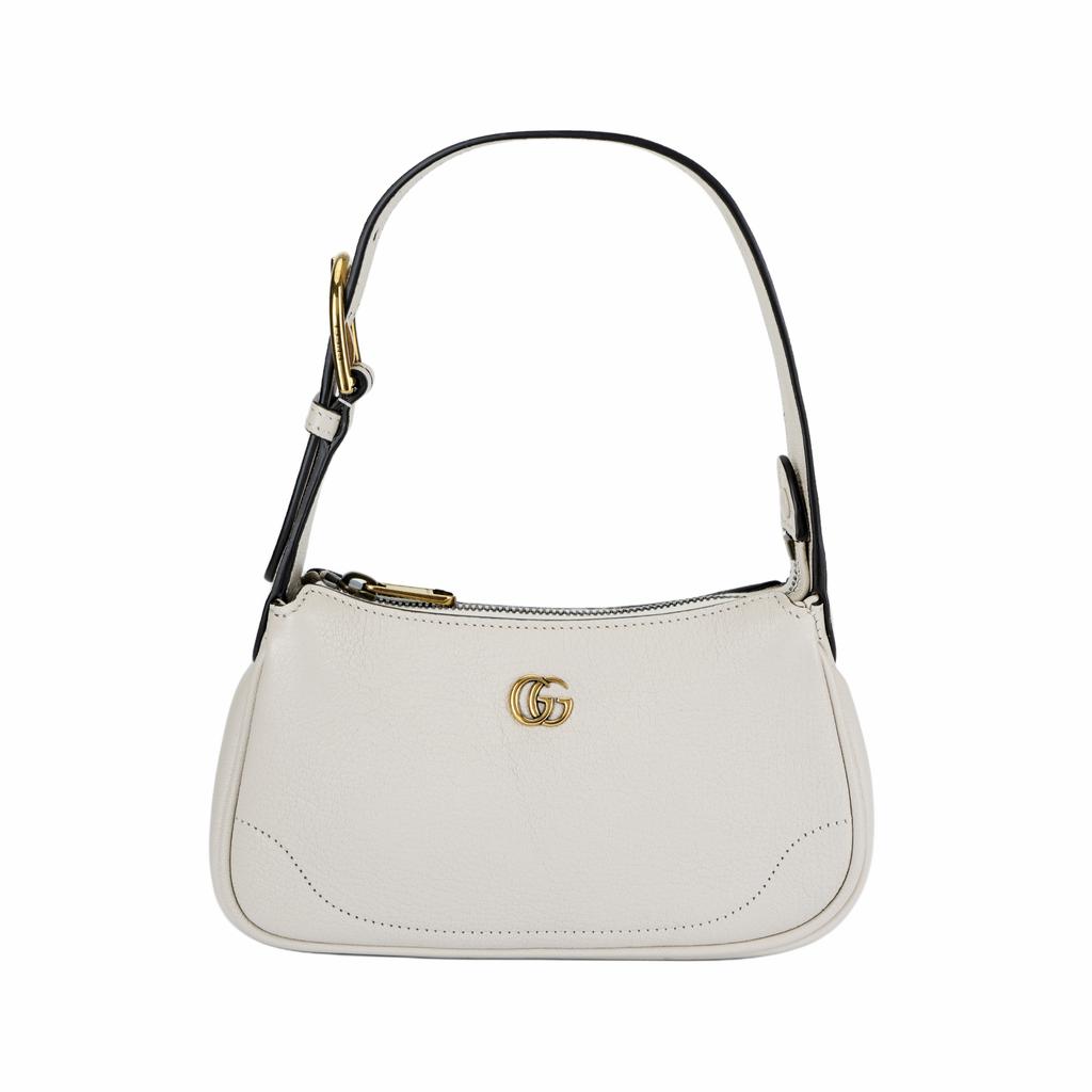 Gucci Афродита Золотая отделка Двойной логотип G Застежка-молния Кожаная сумка под мышку Сумка-клатч Маджонг Сумка через плечо Мини Женские сумки Белый 739076-AAA9F-9022