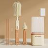 Travel Baby Bottle Brush Set with Silicone Nipple Brush, Draining Rack, Straw & Crevice Brushes