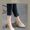 Pointed Sandals Women's Small Size Bag Head Soft Leather Summer 2025 New Middle Heel Empty Soft Leather Fine Heel Spring and Summer Women's Shoes