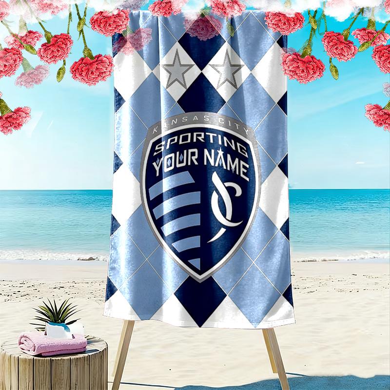 Kansas City Custom Name Print Beach Towel Large Soft Quick Dry Towel For Beach Camping Swimming
