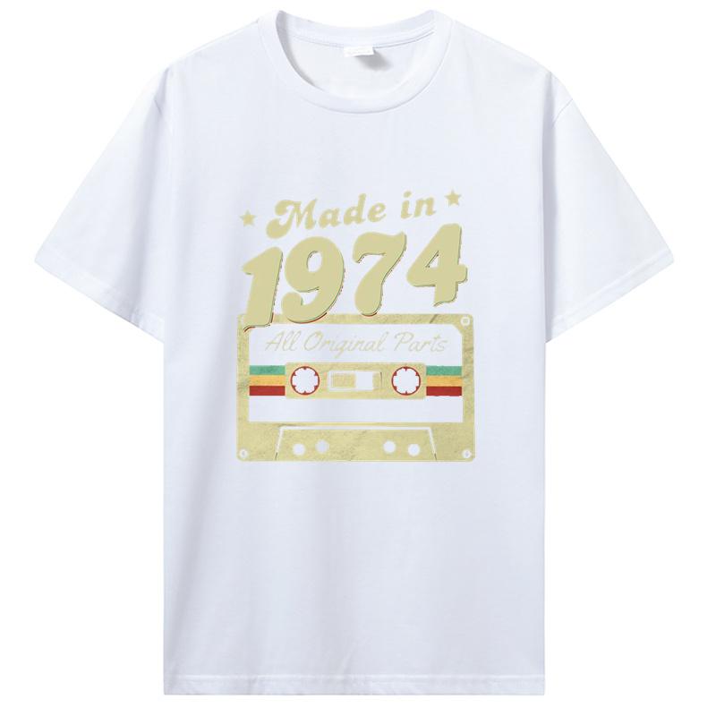 Старая Винтажная 1974 День Рождения Мужчины Женщины Футболка Жена Муж Подарки на День Рождения Надписи Цитата Графическая Одежда Футболка Оверсайз