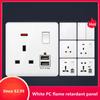 Белая вилка UK 13A с панелью USB Панель розеток UK, международная универсальная розетка USB для зарядки мобильных телефонов, со светодиодной подсветкой