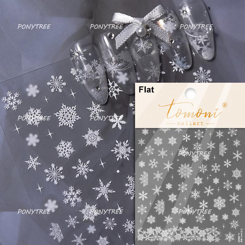 Silver White Snowflake Rhinestone Star Love Lace Winter Chic Snow Shiny Chic Delicate 5D Nail Art Stickers Manicure Decals