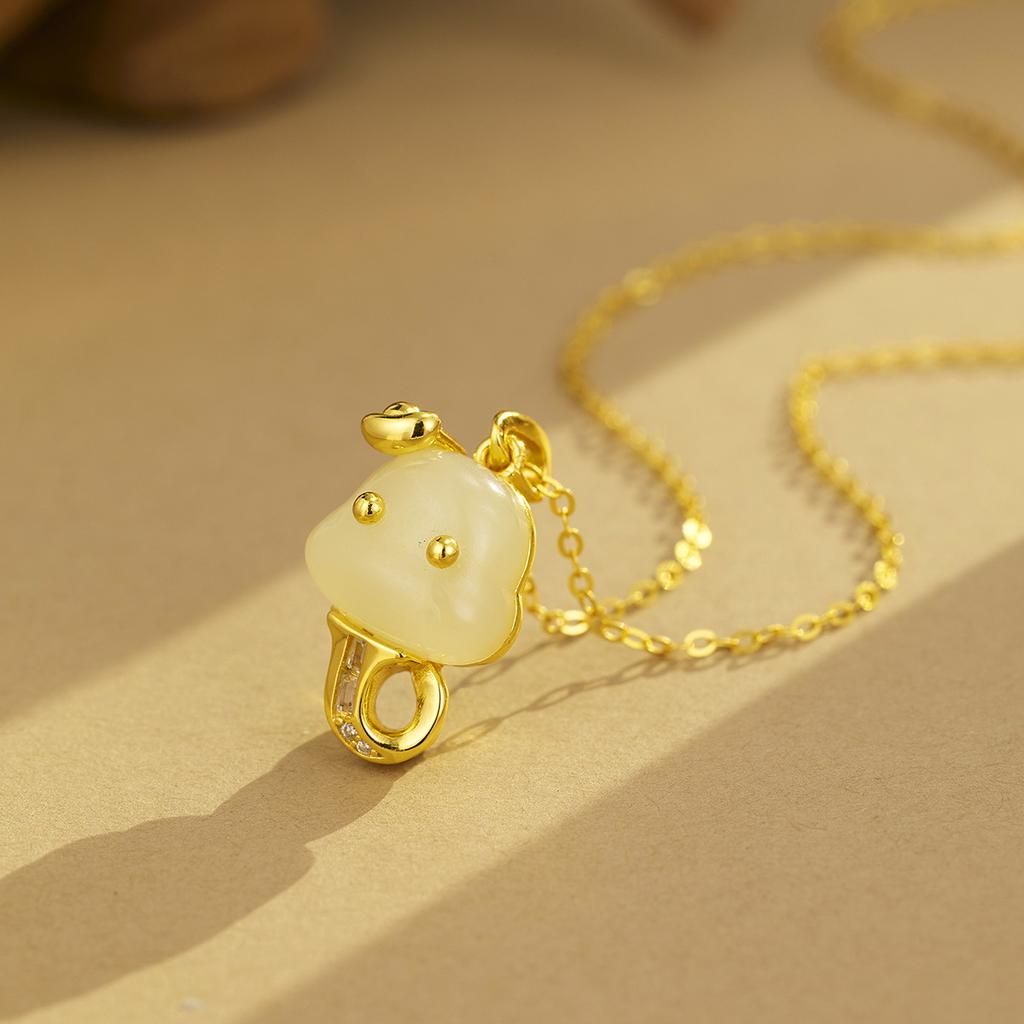 Серебряное ожерелье S925 «Новый год Змеи» с подвеской в виде младенца-змеи для женщин из натурального нефрита Хотан, цепочка на ключицу в честь Нового года