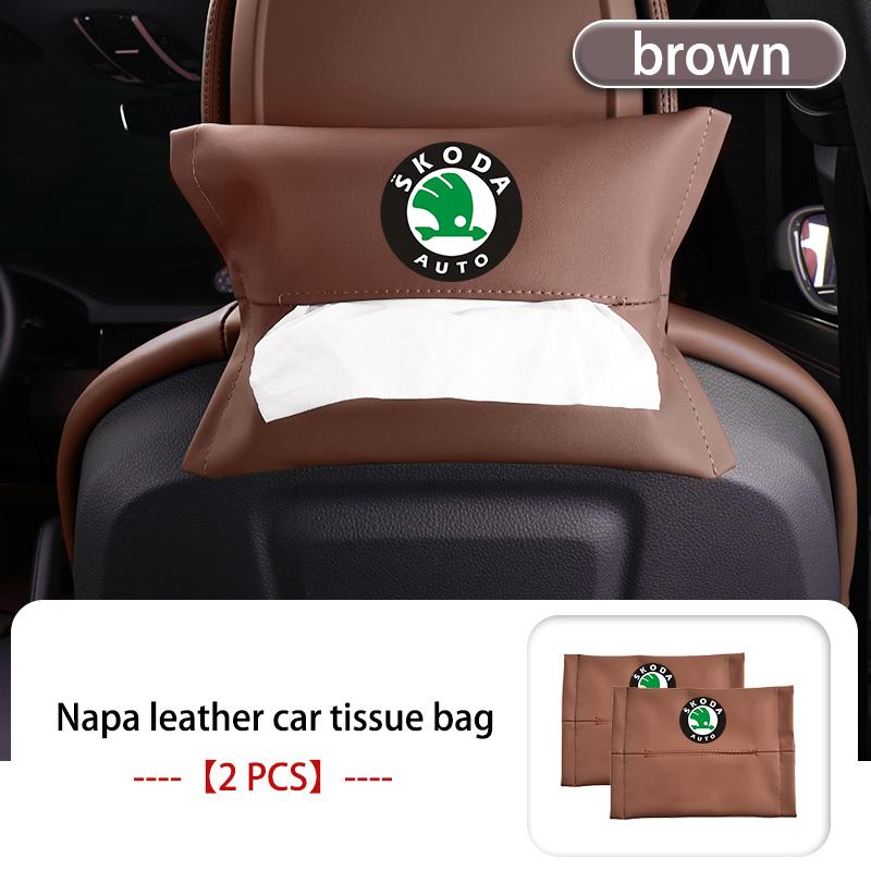 ptncy6 Car Armrest Box Seat Back Hanging Tissue Bag Cover Tissue Storage Accessories For Skoda Kamiq Karoq Octavia 2 3 Rapid Scala Kami
