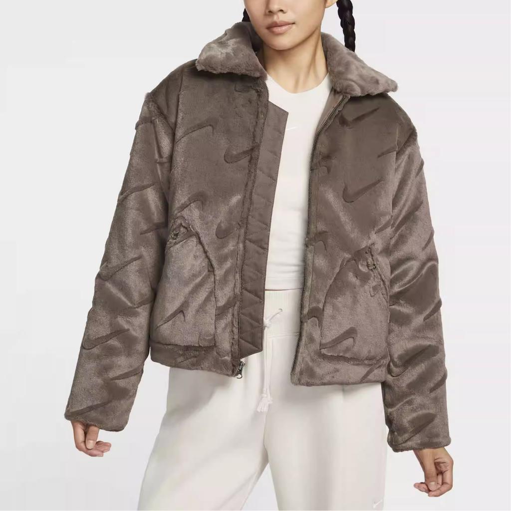 Nike Модная повседневная куртка с длинным рукавом Женские куртки Коричневая FV8020004