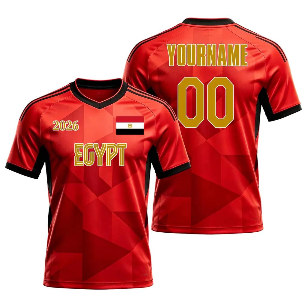 Custom Diy Name Number Egypt 2026 Soccer Jersey Men Women Football T Shirt Egyptian Flag Team Uniform For Training Casual Sport