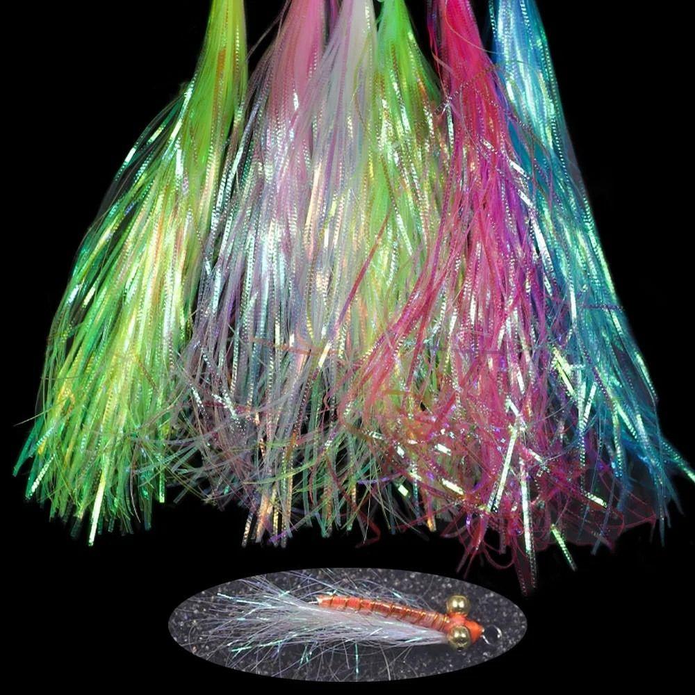 1mm Width Tying Flash Tinsel Fish Scale Gliss Glow Strands Corrugated Flash Strands Tying Minnow