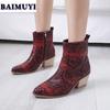 Sexy Pointed Toe Serpentine Women Ankle Boots High Heels Shoes 2025 Winter New Sexy Snow Chelsea Boots Chunky Mujer Botas Pumps