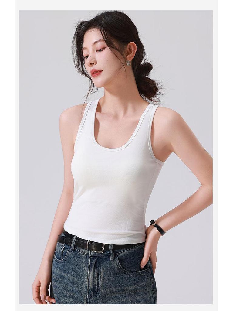 Весенне-летний мягкий топ-майка из тенсела на бретелях-борцовках со встроенными чашечками - Обтягивающий элемент верхней одежды