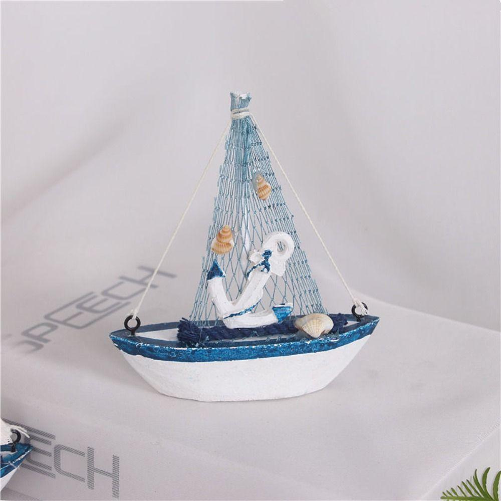 Wooden Crafts DIY Micro Landscape Sailing Miniature Figurines Sailboat Ornaments Sailing Model