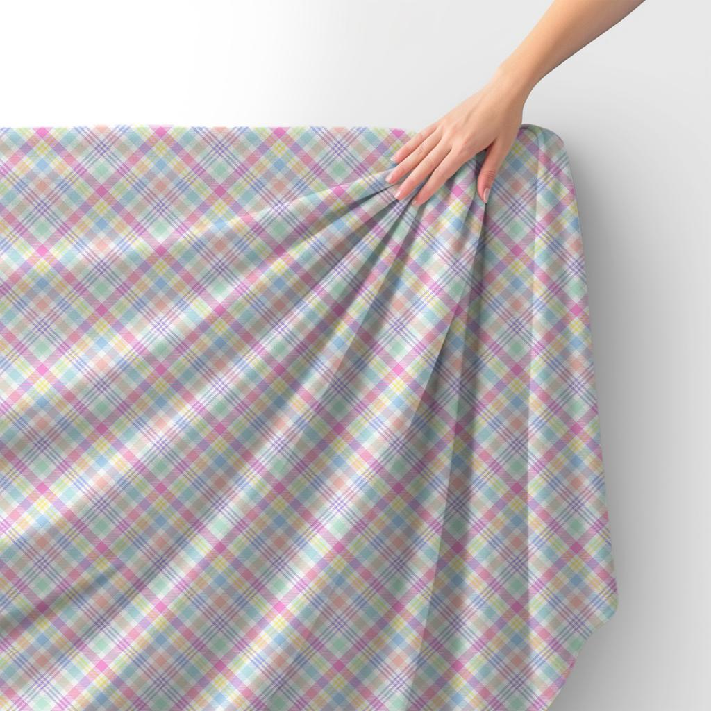 Royal Samt Stoff Polyester Zum Nähen - Motiv Kariert Pastell