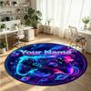 Space Celestial (18) Theme Round Crystal Velvet Rug Custom Name Text Personalized Floor Mat Home Decor Non Slip Crystal Carpet