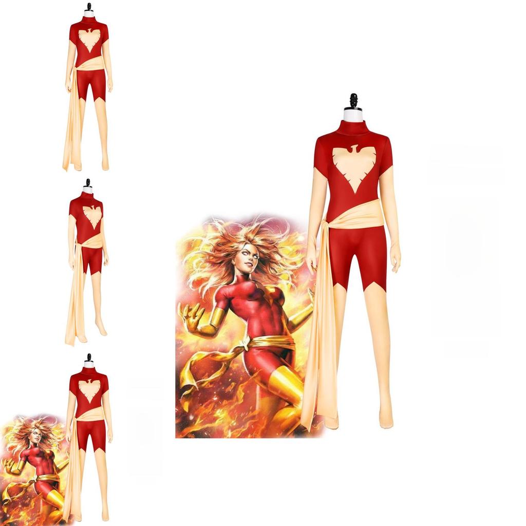 Косплей-комбинезон Феникс Икс-мен из эластичной ткани для костюма на Хэллоуин