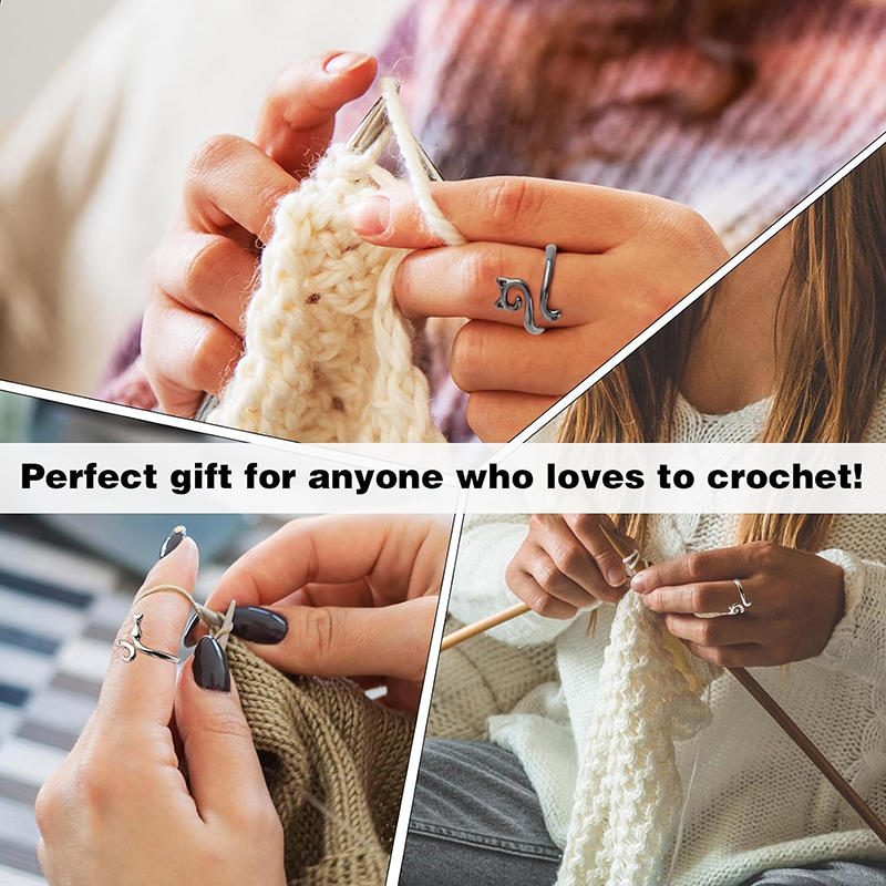 Кольцо из пряжи регулируемого размера с кошачьими ушками, кольцо для вязания крючком, петля для вязания крючком, кольца с нитью, регулятор натяжения, инструмент