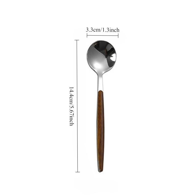 Imitation Wood Grain Handle Stainless Steel Spoon Dinnerware Western Tableware Tea Spoon Household Dessert Coffee Spoon
