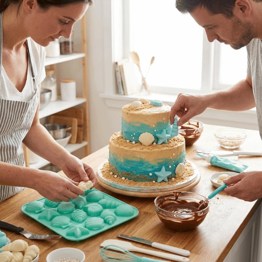 Starfish Shape 3D Shell Mold Conch Ice Cube Tray Baking Supplies Marine Animal Mold Candy Making