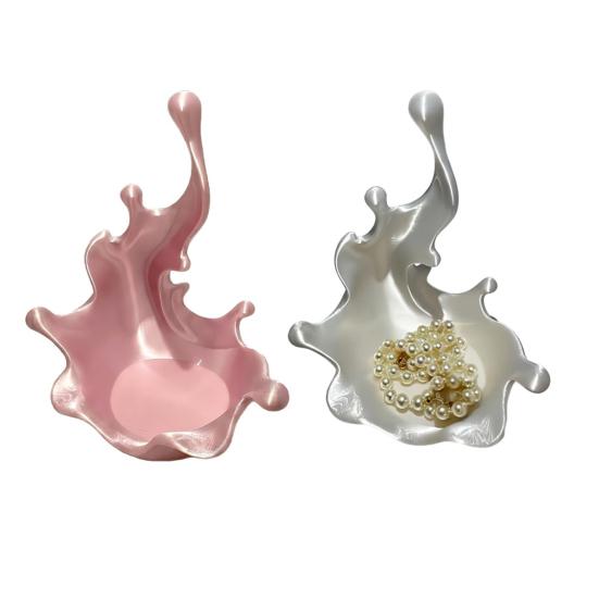 jijijing 3D Printed Jewelry Tray, Water Splash Design Organizer for Rings, Earrings, Necklaces, Pearlescent Storage Box