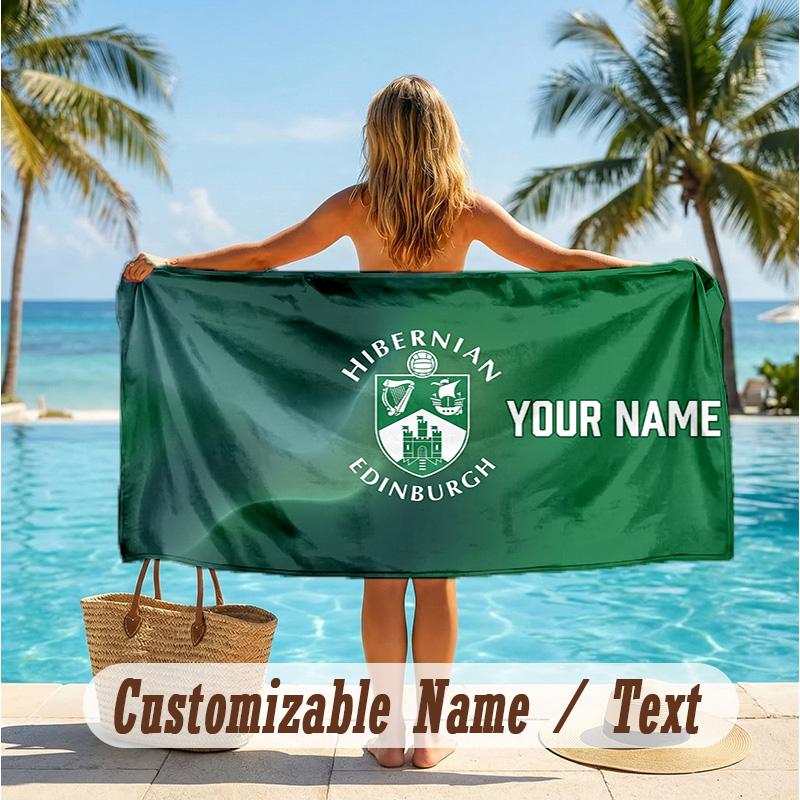 Custom Text Beach Towel, Soft Absorbent Swimming Multi-use TowelHibernian FC