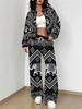 Pink Autumn And Winter New European And American Women'S Clothing Retro Pattern Printing Suit Women