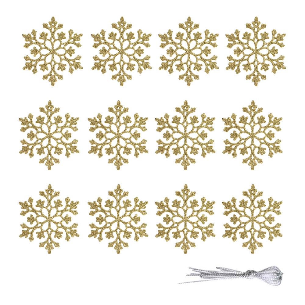 Рождественские украшения-снежинки, 12 шт. пластиковые блестящие украшения-снежинки, подвеска на рождественскую елку, снежинка для украшения рождественской елки
