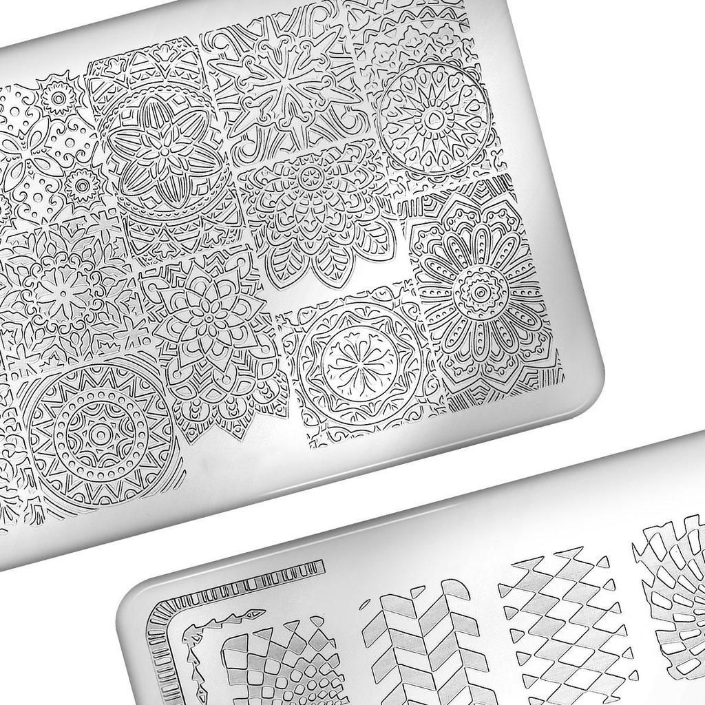 Прочная металлическая пластина для стемпинга ногтей с различными узорами для нейл-арта - 12 x 4 см