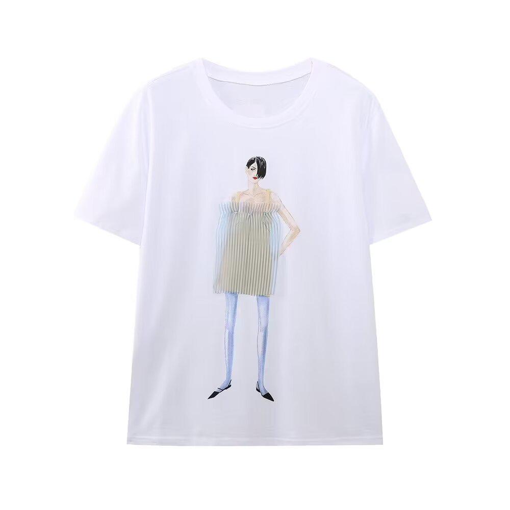 Women's 2022 Summer Fashion Printed Round Neck Short-Sleeve T-Shirt