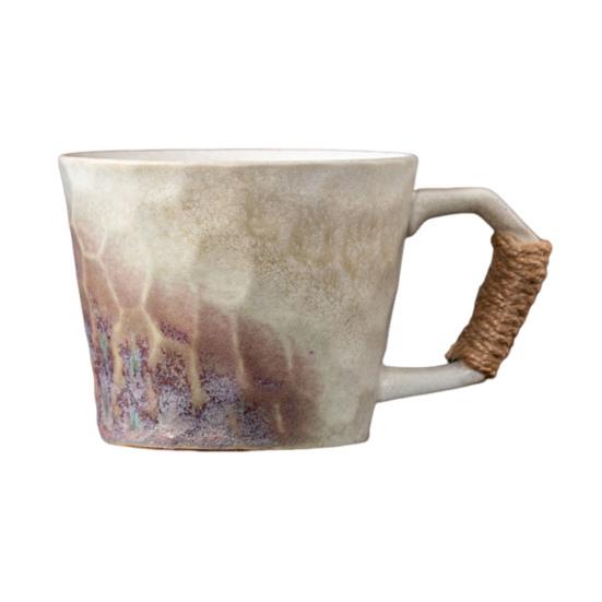 Кружка керамическая Yousheng 350 мл для чая и кофе, винтажная офисная кружка с спиральной пеньковой веревкой, чашка для воды, украшение для дома, подарок ручной работы