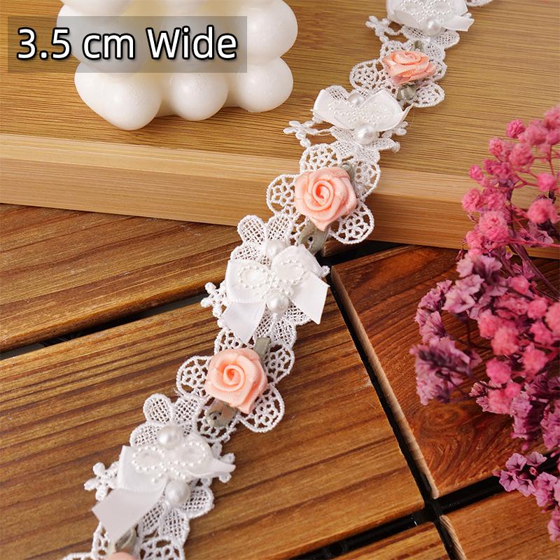 Flower Embroidered Lace Trim Ribbon For Crafts Wedding Dress Sewing Accessories Diy Material Needlework Decorative Fabric