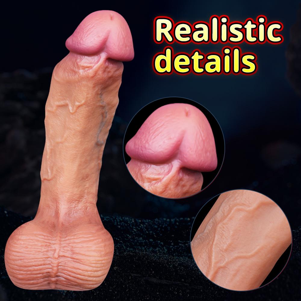 Силиконовый реалистичный дилдо с присоской - Реалистичная игрушка в виде пениса для женщин, Прочное основание для использования без рук, Взрослая секс-игрушка